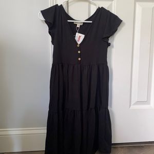 Black See You Monday babydoll short sleve dress